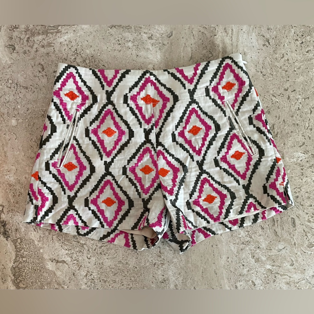LOFT The Riviera Embroidered Linen Shorts - Picture 1 of 5